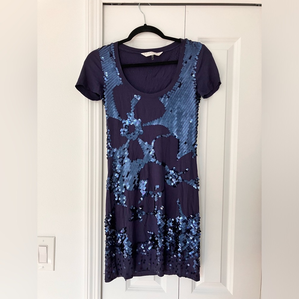 Trina Turk Navy Blue Sequin Blouse